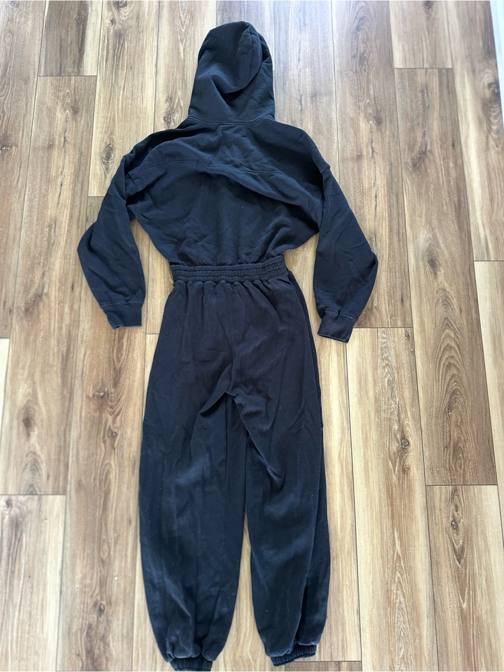 Abercrombie & Fitch Women's Black long sleeve Hooded fleece Jumpsuit size MT - Picture 7 of 8